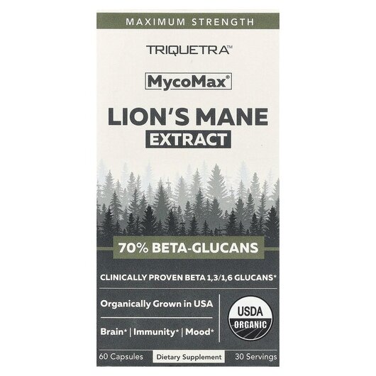 Основне фото товару Lion's Mane Extract Maximum Strength, Гриби Левова Грива, 60