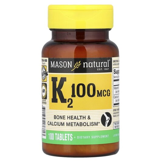 Основне фото товару Mason, Vitamin K2 100 mcg 100, Вітамін K2, 100 таблеток