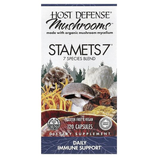 Основне фото товару Stamets 7 Daily Immune Support Основне фото товару Host Defense Mushrooms, Stamets 7, Екстракт грибів, 120 капсул