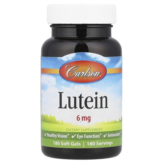 Основне фото товару Carlson, Lutein 6 mg, Лютеїн, 180 капсул