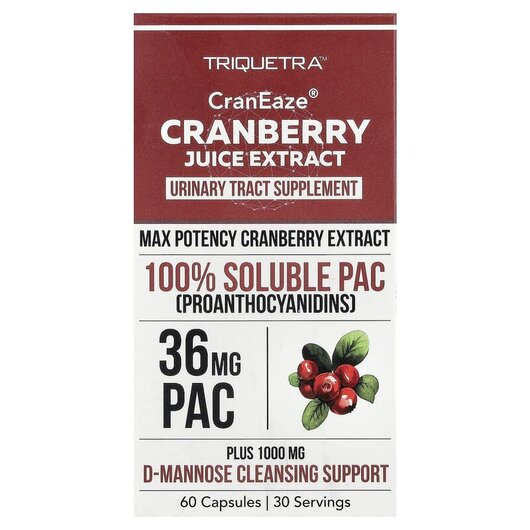 Основне фото товару CranEaze Cranberry Juice Extract, Журавлина, 60 капсул
