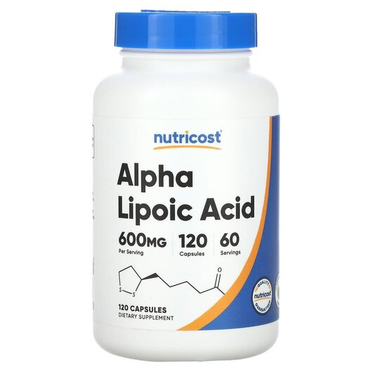 Основное фото товара Nutricost, Альфа-липоевая, Alpha Lipoic Acid 300 mg, 120 капсул