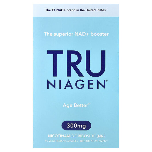 Основне фото товару Age Better 300 mg Основне фото товару Tru Niagen, Age Better 300 mg, Нікотинамід рибозид, 90 капсул