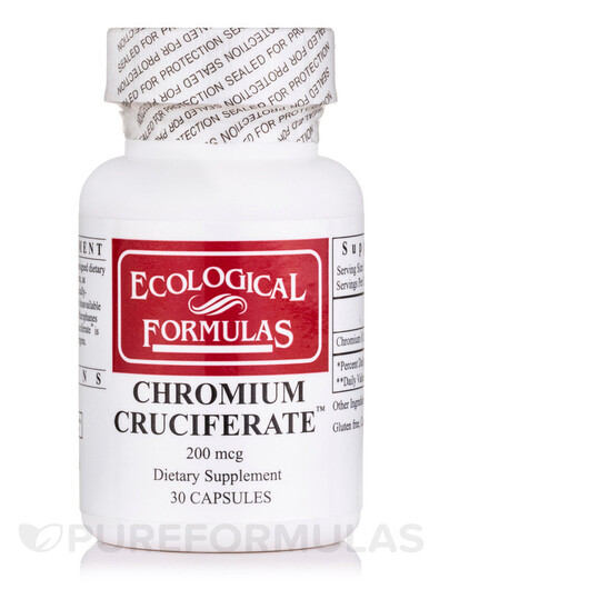 Основне фото товару Ecological Formulas, Chromium Cruciferate 200 mcg, Хром, 30 капсу