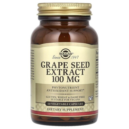 Основне фото товару Grape Seed Extract 100 mg, Екстракт виноградних кісточок, 60 капс