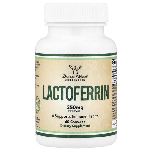Основне фото товару Lactoferrin, 125 mg Основне фото товару Double Wood Supplements, Lactoferrin, 125 mg, Лактоферрин, 60 кап