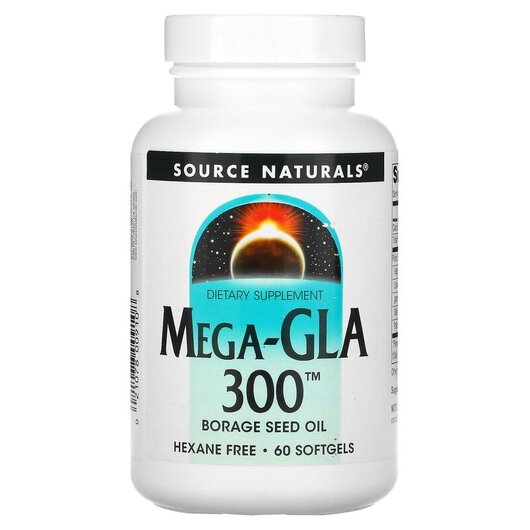 Основне фото товару Source Naturals, Mega-GLA 300 60, Гамма-ліноленова кислота, 60 ка