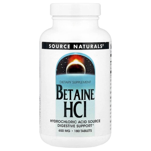 Основное фото товара Betaine HCL 650 mg Основное фото товара Source Naturals, Бетаин HCL, Betaine HCL, 180 таблеток