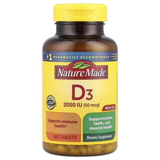 Основне фото товару Nature Made, Vitamin D3 Mega Size, Вітамін D, 400 таблеток
