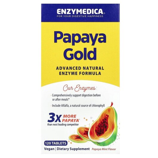 Основное фото товара Papaya Gold Papaya Mint Основное фото товара Enzymedica, Ферменты Папайи, Papaya Gold Papaya Mint, 120 таблето