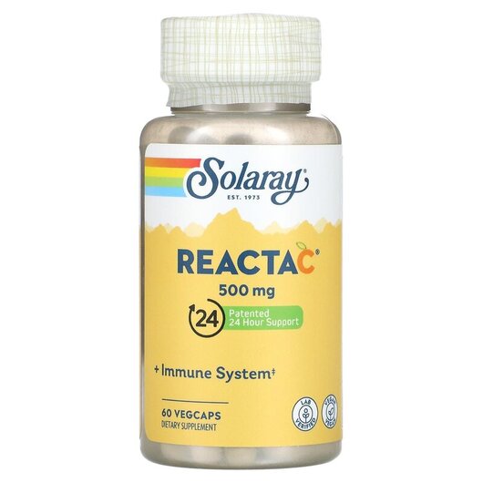 Основное фото товара Solaray, Витамин C, Reacta-C 500 mg, 60 капсул