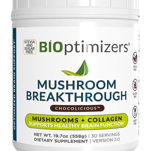 Основне фото товару Mushroom Breakthrough Powder Drink Chocolicious Основне фото товару Mushroom Breakthrough Powder Drink Chocolicious, Гриби, 19.7 oz