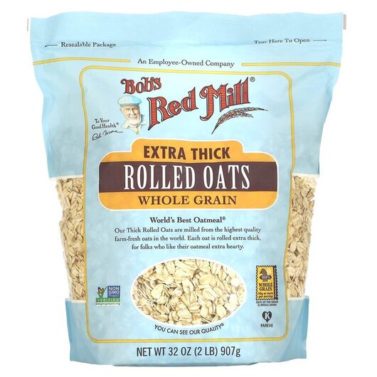 Основное фото товара Extra Thick Rolled Oats Whole Grain Основное фото товара Bob's Red Mill, Овес, Extra Thick Rolled Oats Whole Grain, 9