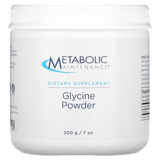 Основне фото товару Metabolic Maintenance, Glycine Powder, L-Гліцин, 200 г