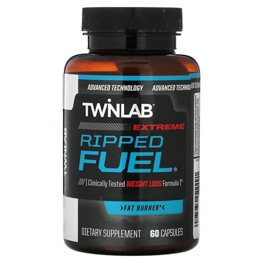 Основне фото товару Ripped Fuel Extreme Fat Burner Основне фото товару Twinlab, Ripped Fuel Extreme Fat Burner, Жироспалювачі, 60 капсул