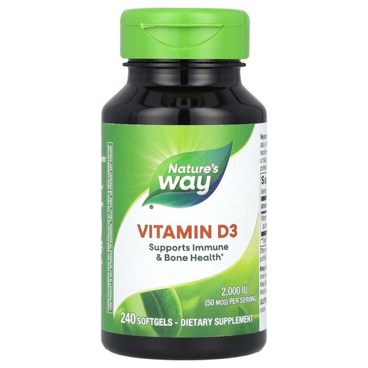 Основное фото товара Nature's Way, Витамин D3 50 мкг, Vitamin D3 50 mcg 240, 240 