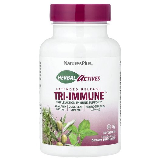 Основне фото товару Herbal Actives Tri-Immune, Трави, 60 Extended Release Tablets