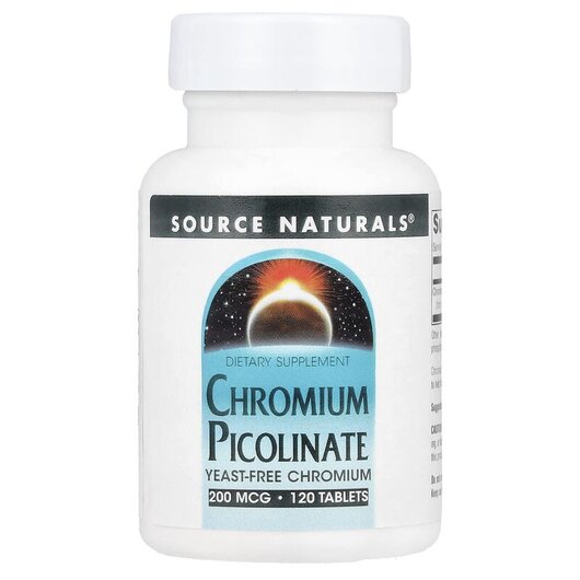 Основное фото товара Source Naturals, Хром, Chromium Picolinate 200 mcg, 120 таблеток