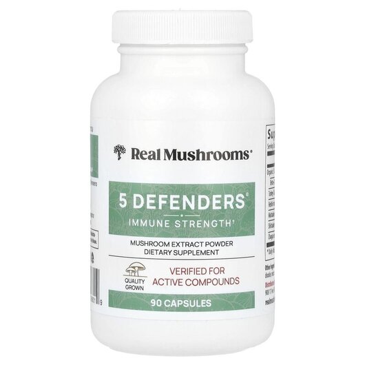 Основне фото товару Real Mushrooms, 5 Defenders Immune Strength, Гриби, 90 капсул