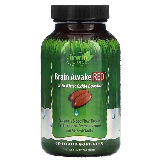 Основное фото товара Brain Awake Red Основное фото товара Irwin Naturals, Поддержка мозга, Brain Awake Red, 60 капсул