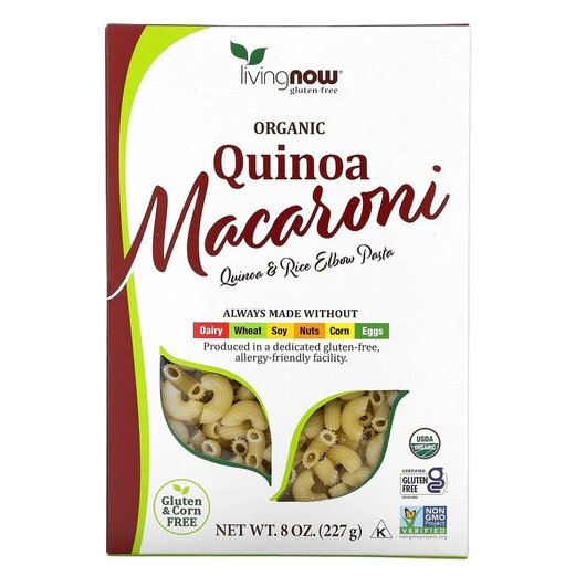 Основне фото товару NOW Foods, Organic Quinoa Macaroni Gluten-Free, Мака, 227 г