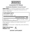 Фото складу Biospec Nutritionals, Vitamin D3-5000, Вітамін D, 100 капсул