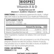 Фото складу Biospec Nutritionals, Vitamin A & D, Вітамін А Ретінол, 100 к
