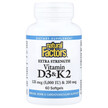 Фото применение Natural Factors, Витамины D3 + K2, Vitamin D3 & K2, 60 капсул