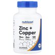 Фото використання Zinc + Copper Фото використання Nutricost, Zinc + Copper, Мідь, 120 капсул